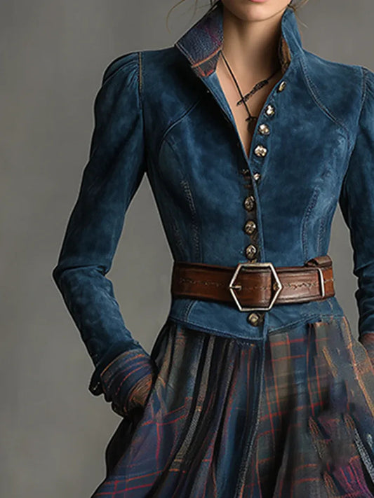 Iris™ - Vestido maxi en ante azul