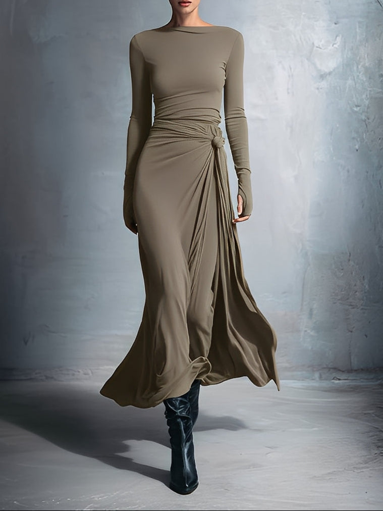 Chloe™ - Vestido maxi con nudo lateral